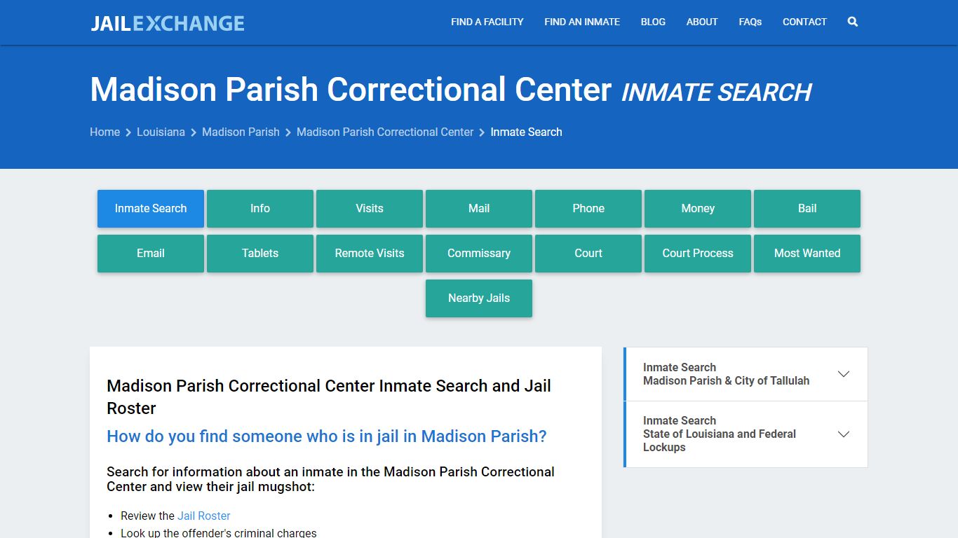 Madison Parish Correctional Center Inmate Search - Jail Exchange