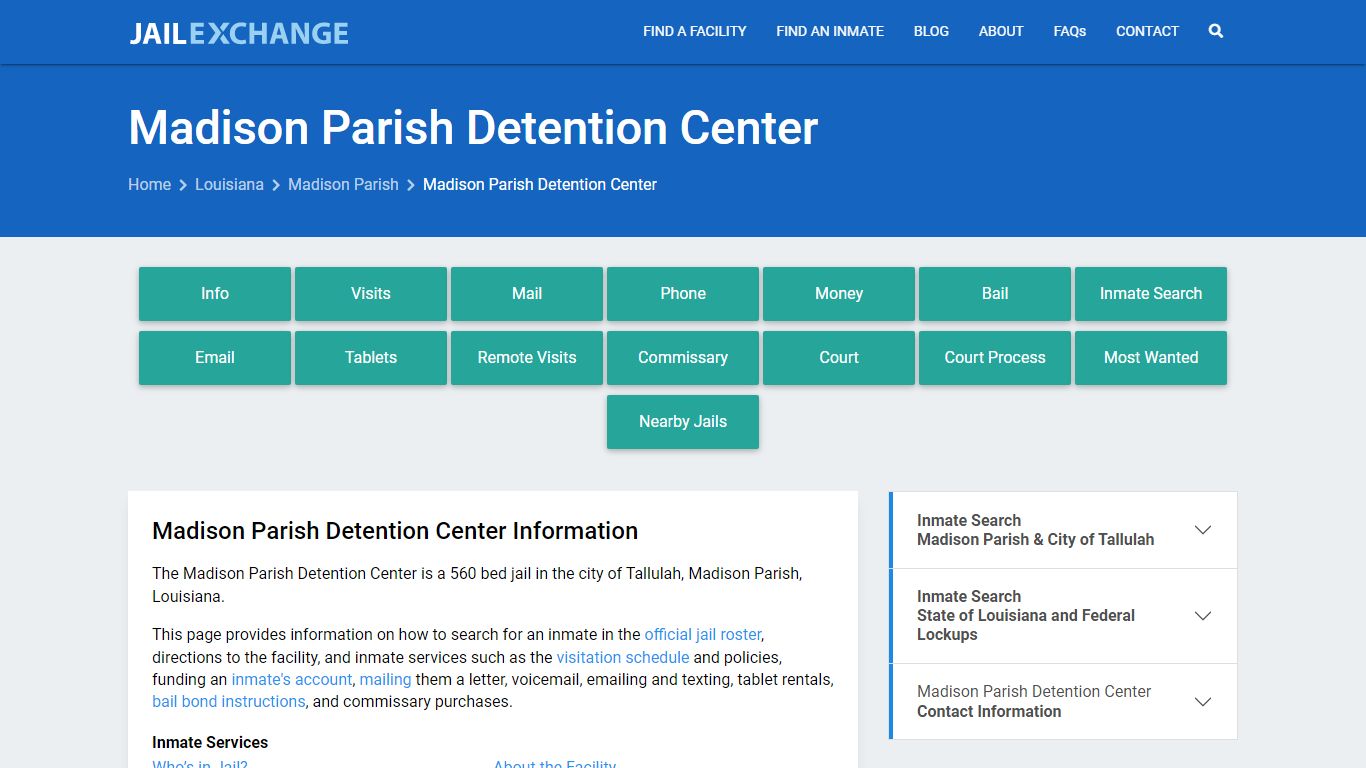 Madison Parish Detention Center, LA Inmate Search, Information
